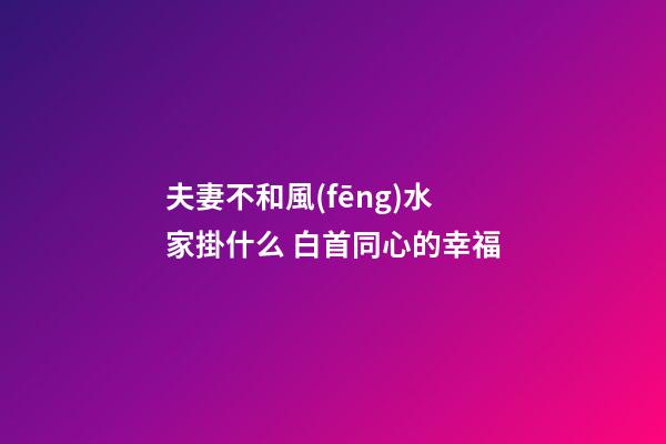 夫妻不和風(fēng)水家掛什么 白首同心的幸福